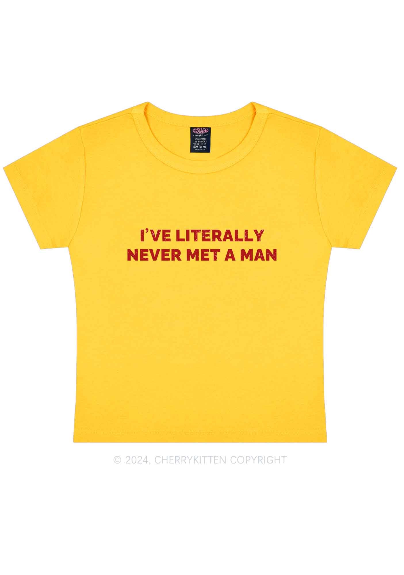 Never Met A Man Y2K Baby Tee Cherrykitten