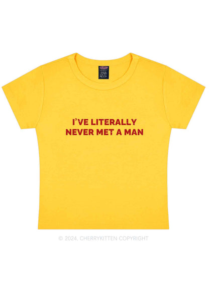 Never Met A Man Y2K Baby Tee Cherrykitten