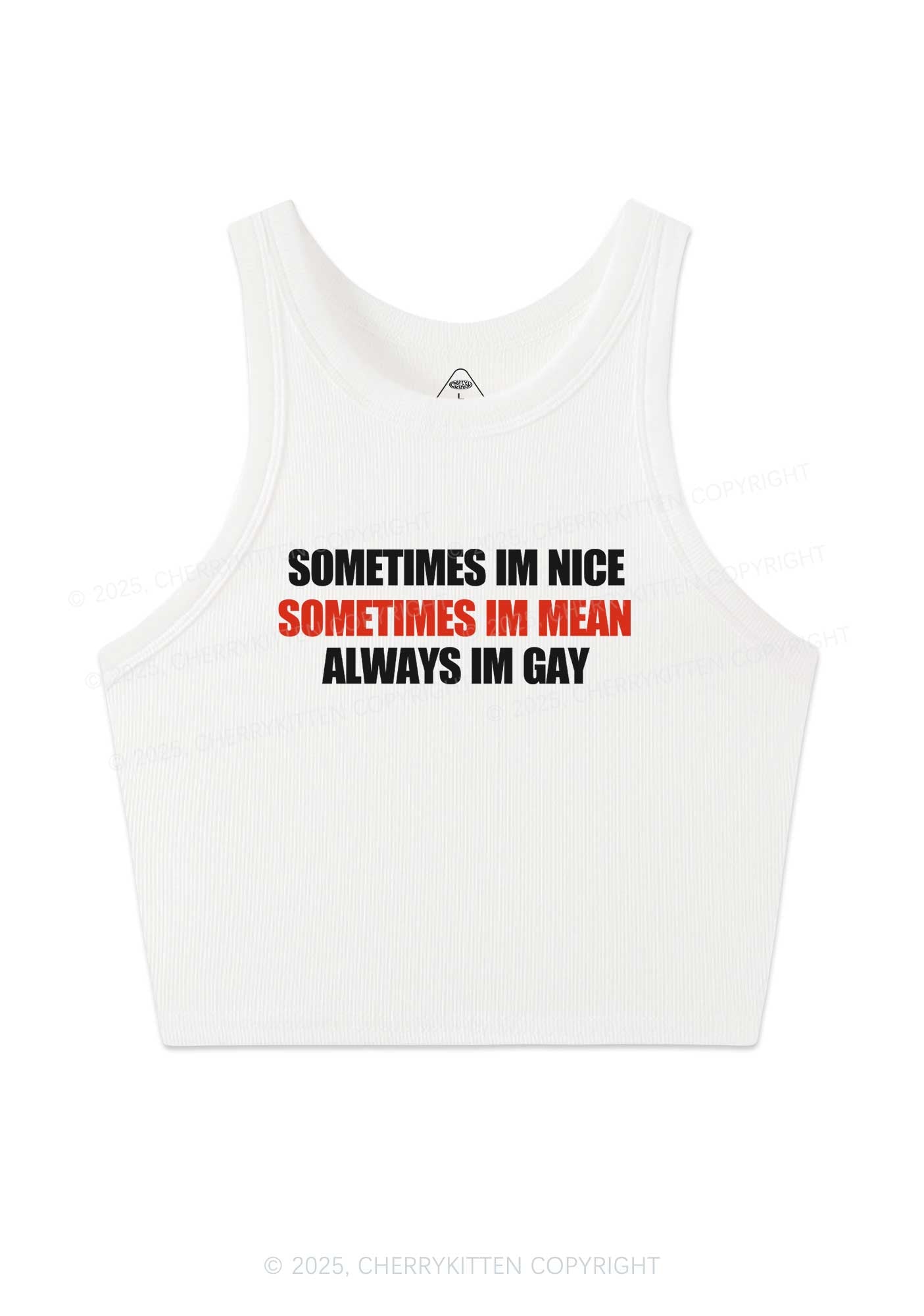 Sometimes Im Mean Y2K Crop Tank Top Cherrykitten