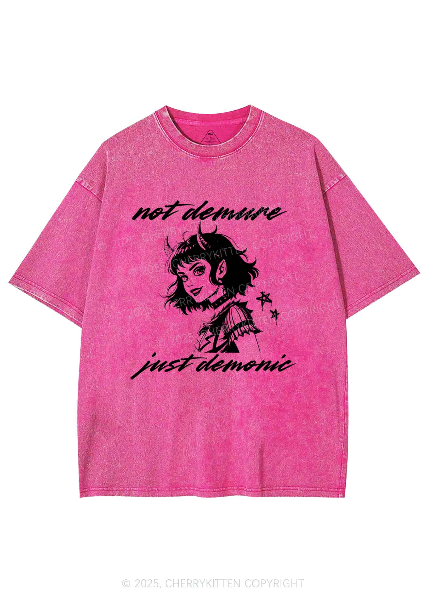 Not Demure Just Demonic Y2K Washed Tee Cherrykitten