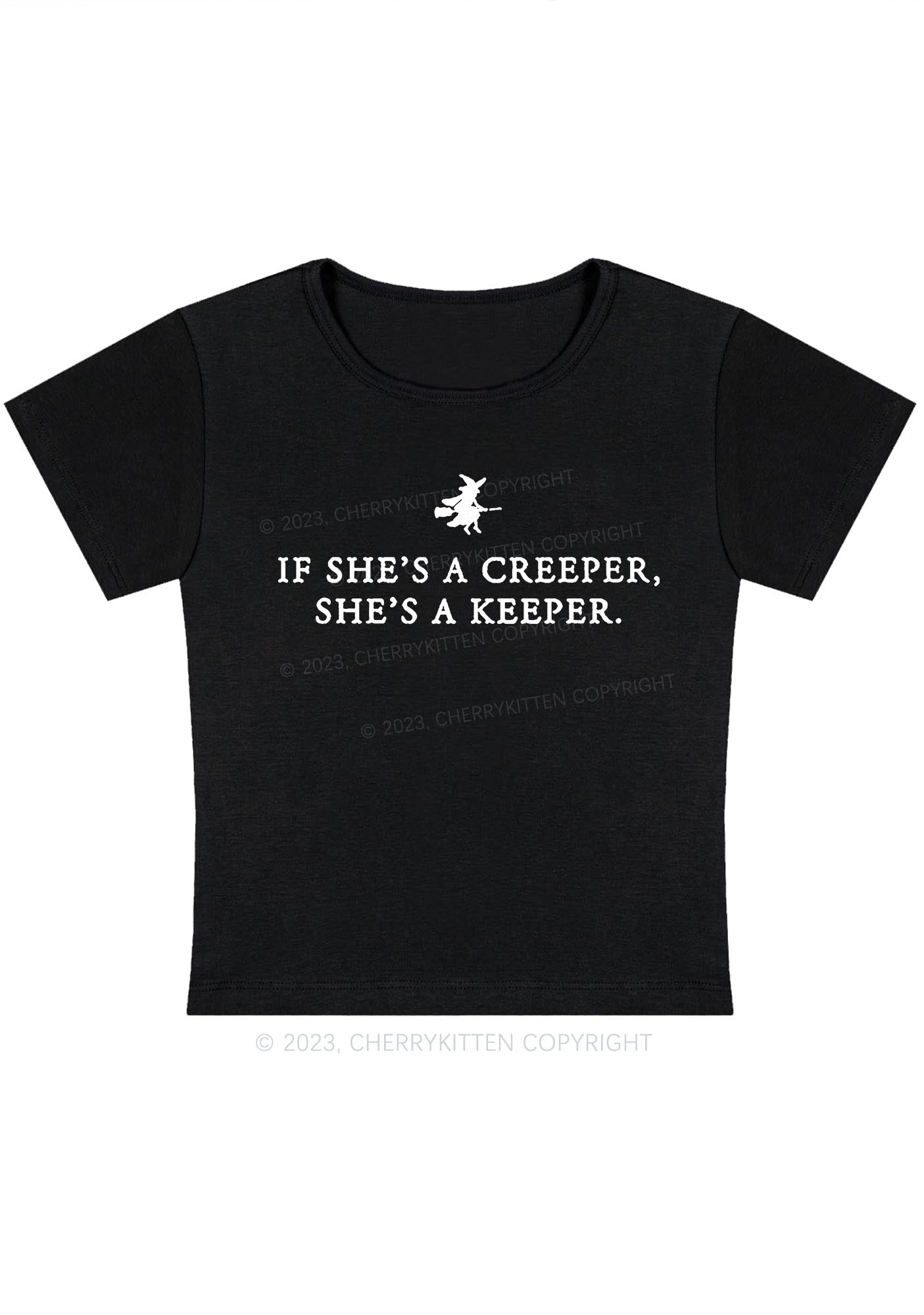 She's A Keeper Halloween Baby Tee Cherrykitten