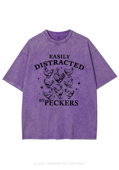 Easily Distracted By Peckers Y2K Washed Tee Cherrykitten