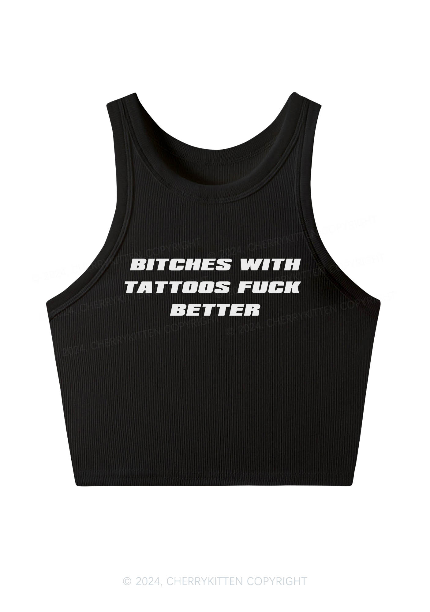 Bxxches With Tattoos Fxxk Better Y2K Crop Tank Top Cherrykitten