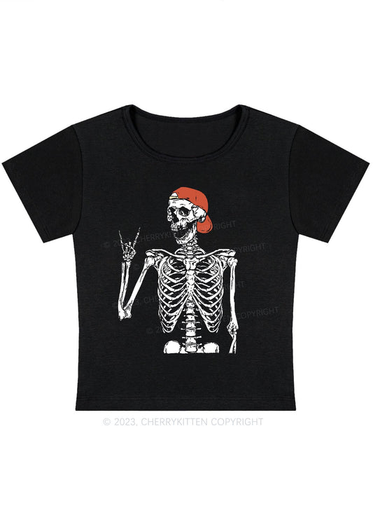 Red Hat Skeletons Halloween Baby Tee Cherrykitten