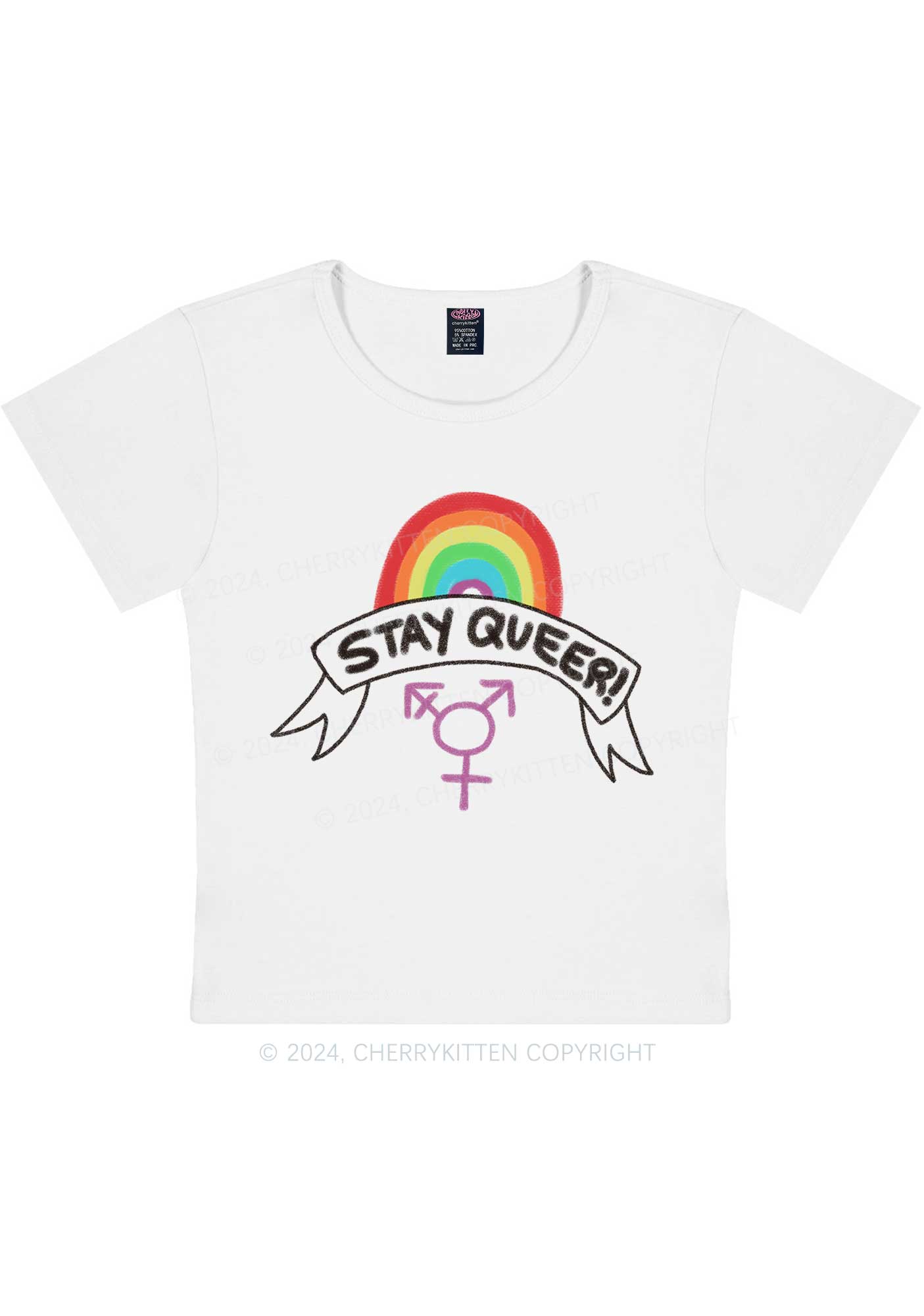 Stay Queer Y2K Baby Tee Cherrykitten