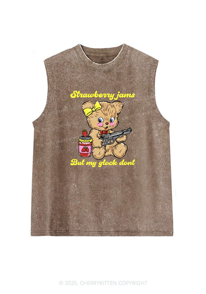 Strawberry Jams Bear Y2K Washed Tank Cherrykitten