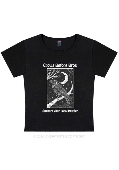 Halloween Crows Murder Y2K Baby Tee Cherrykitten