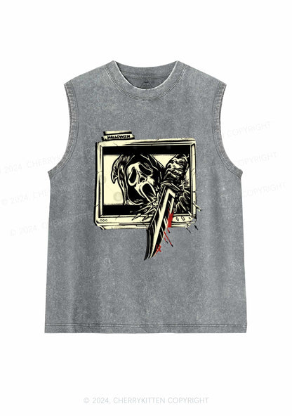 Halloween Horror Killer Y2K Washed Tank Cherrykitten