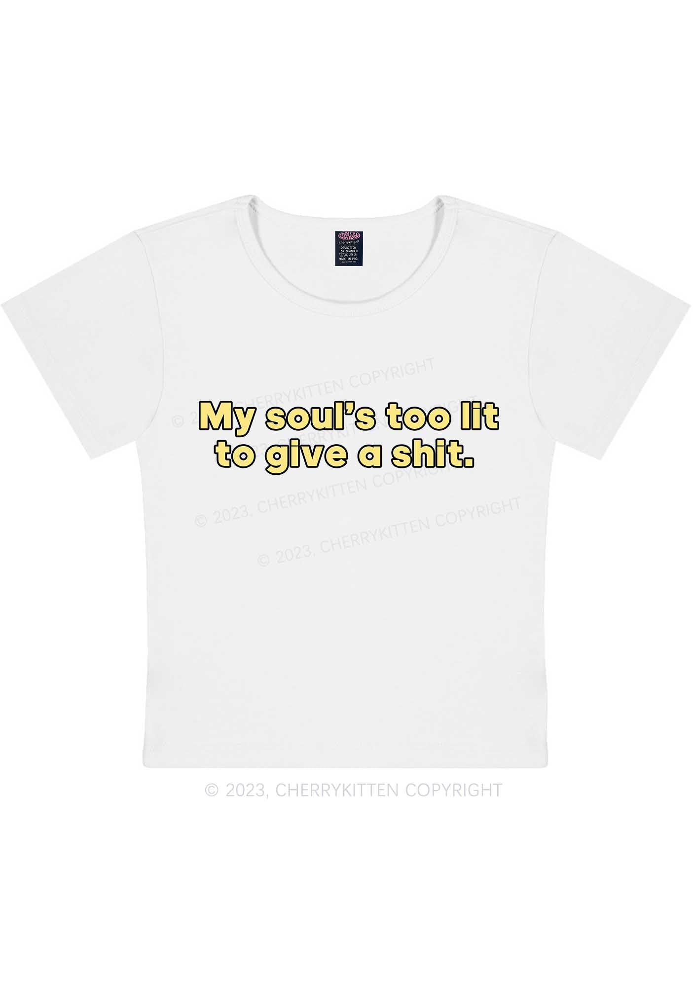 Curvy My Soul's Too Lit  Y2K Baby Tee Cherrykitten