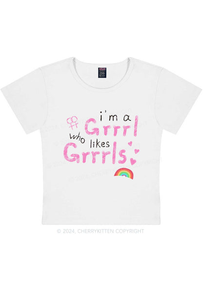 Curvy Grrrl Likes Grrrls Y2K Baby Tee Cherrykitten