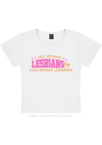 A Day Without Lesbians Y2K Baby Tee Cherrykitten