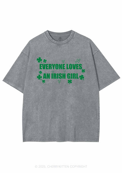 Everyone Loves Irish Girl St Patricks Y2K Washed Tee Cherrykitten