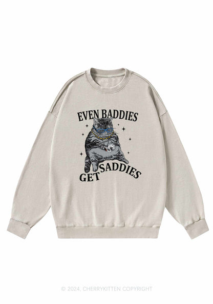 Even Baddies Get Saddies Y2K Washed Sweatshirts Cherrykitten