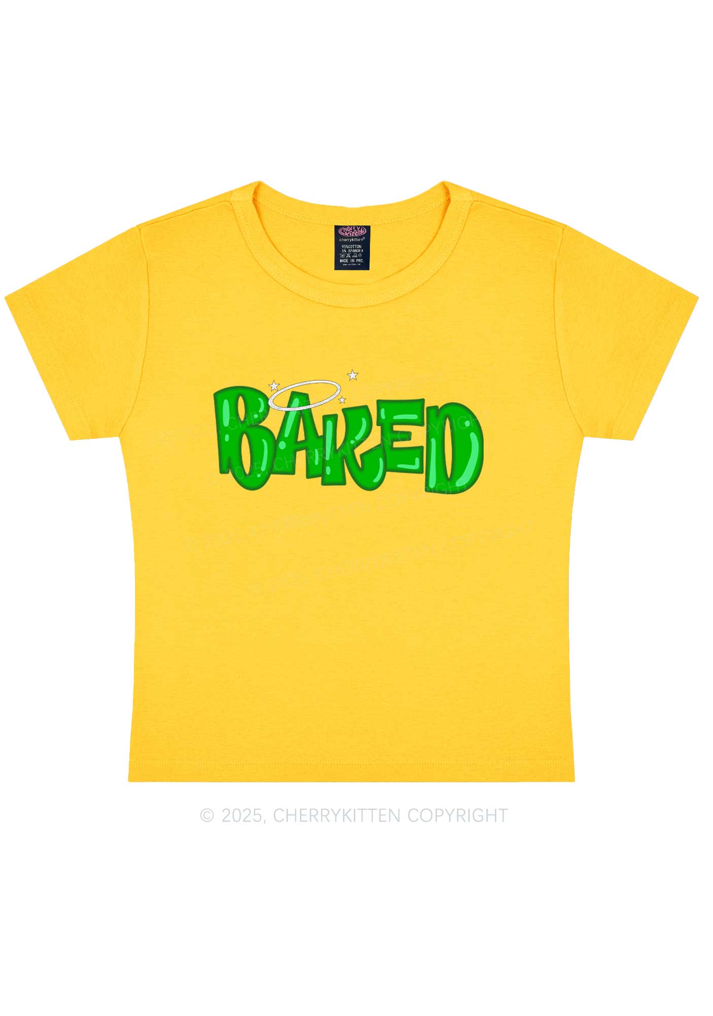 Green Baked Y2K Baby Tee Cherrykitten