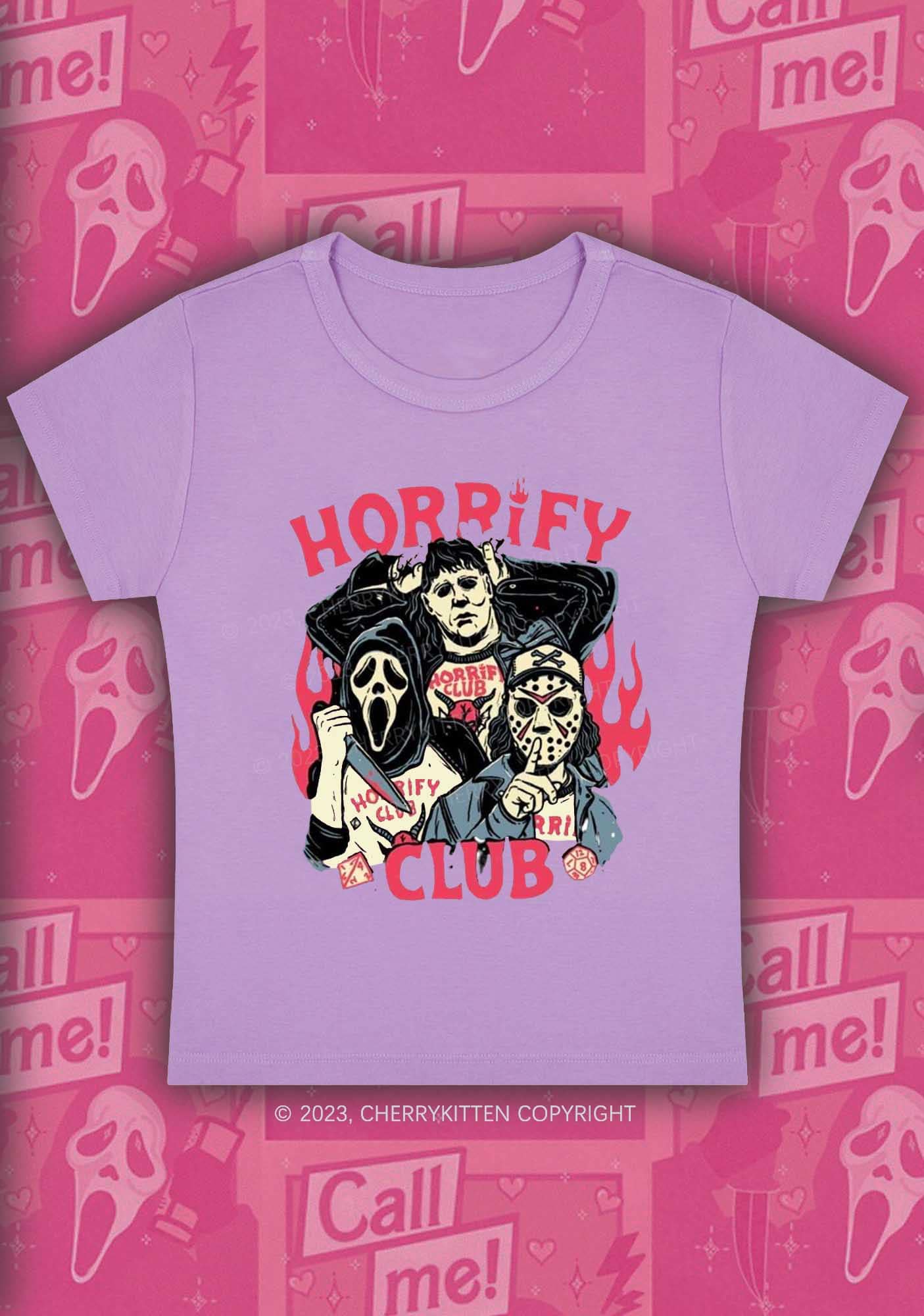 Horrify Club Halloween Y2K Baby Tee Cherrykitten