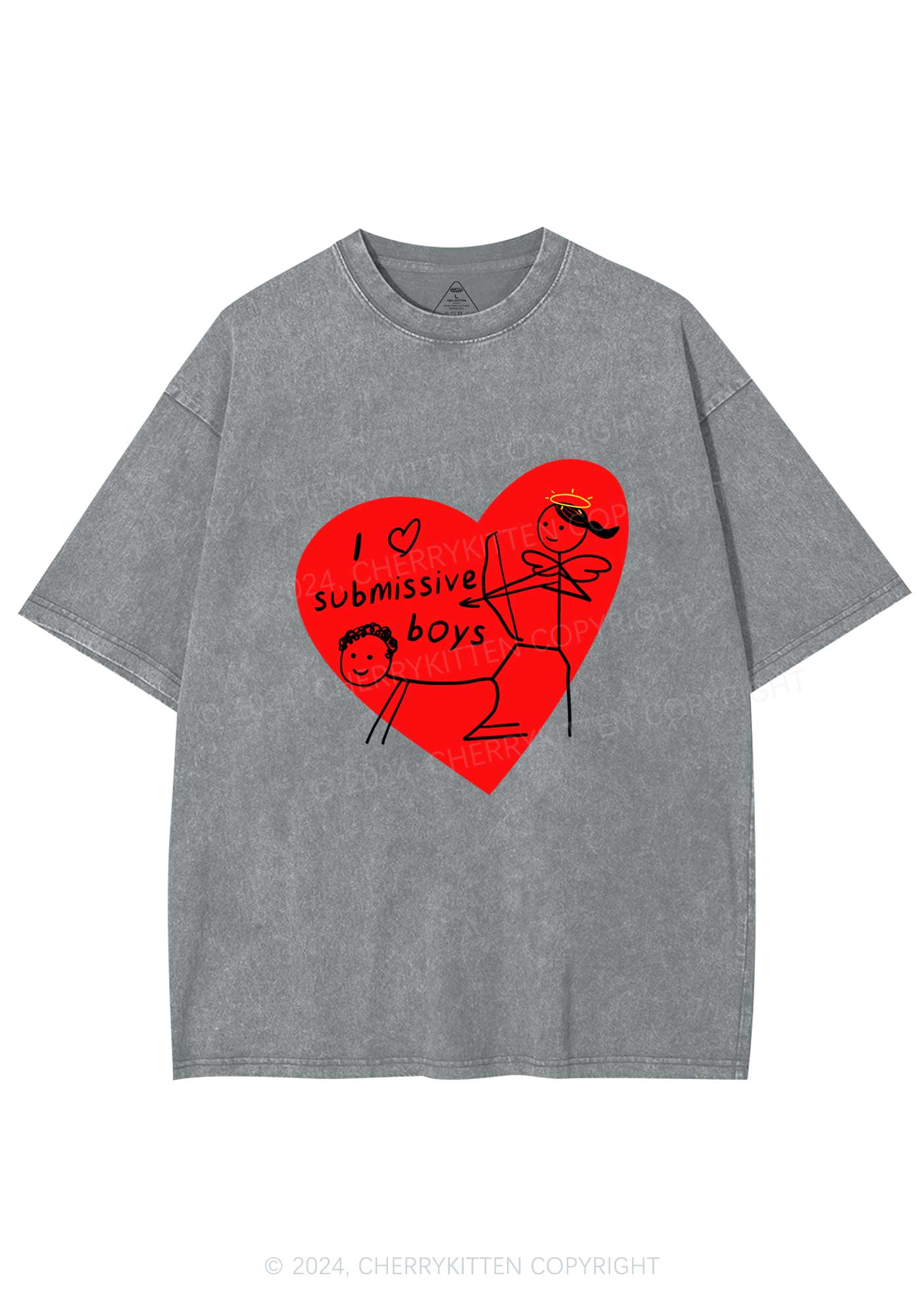 Girl Love S Boys Y2K Valentine's Day Washed Tee Cherrykitten