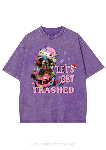 Christmas Let's Get Trashed Y2K Washed Tee Cherrykitten