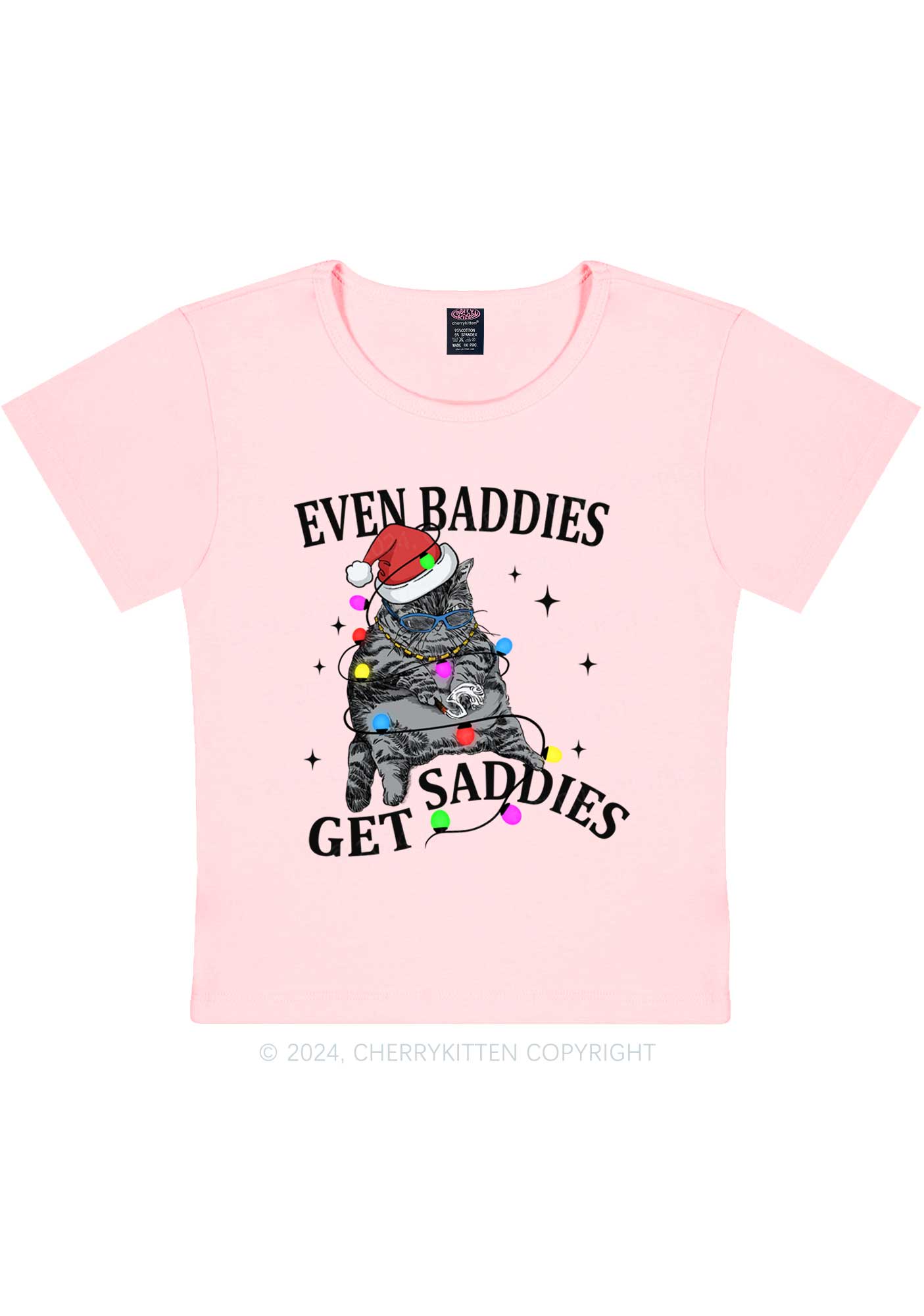 Christmas Baddie Cat Y2K Baby Tee Cherrykitten