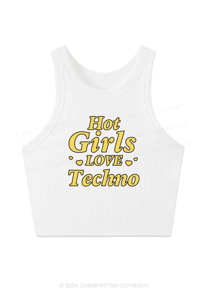 Hot Girls Love Techno Y2K Crop Tank Top Cherrykitten