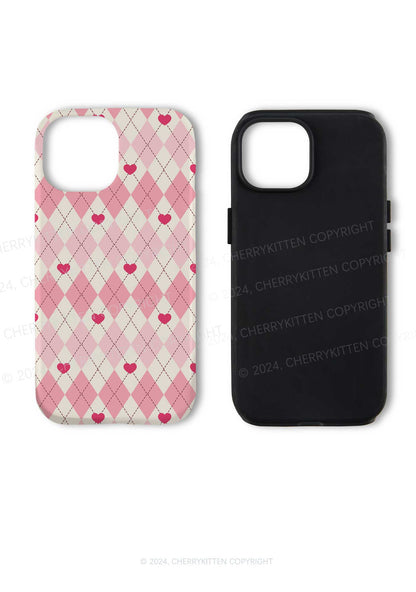 Heart Plaid Y2K Phone Case Cherrykitten