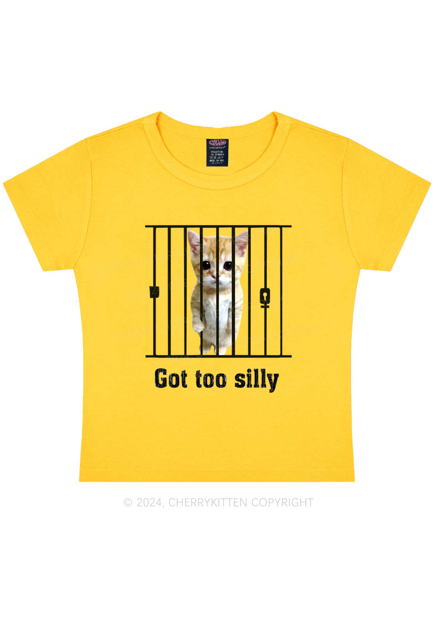 Got Too Silly Cat Y2K Baby Tee Cherrykitten