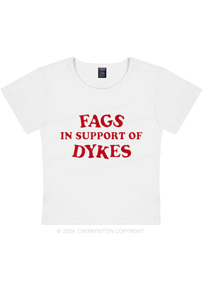 Fags Dykes Y2K Baby Tee Cherrykitten