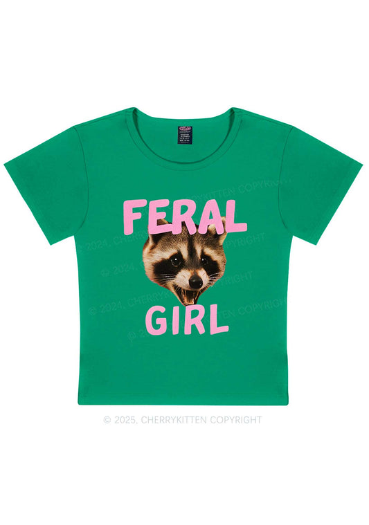 Feral Girl Raccoon Y2K Baby Tee Cherrykitten