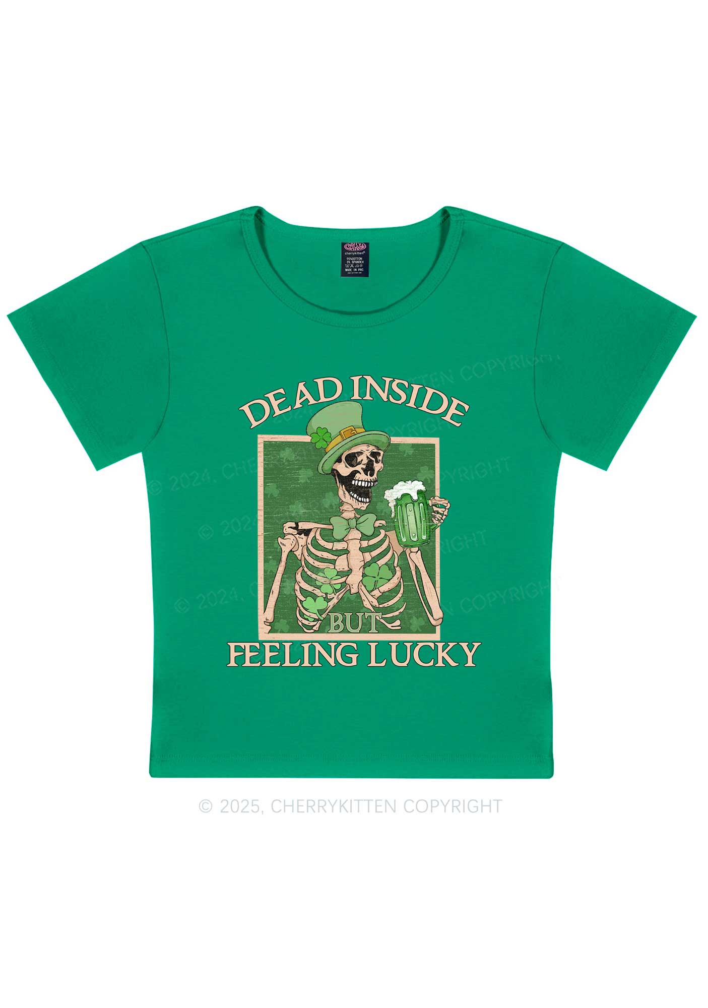 Feeling Lucky St Patricks Y2K Baby Tee Cherrykitten