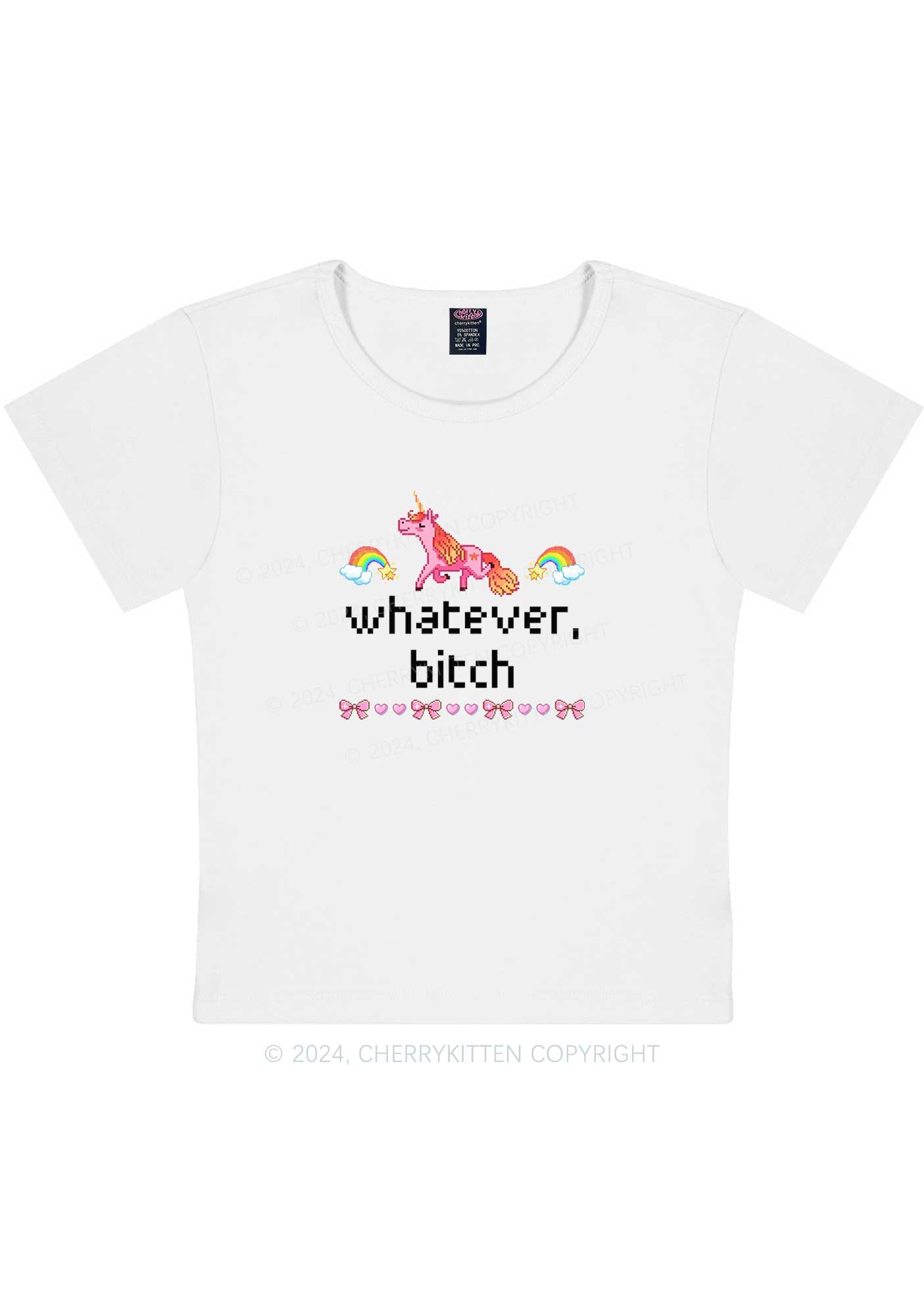 Curvy Unicorn Whatever Bxxch Y2K Baby Tee Cherrykitten