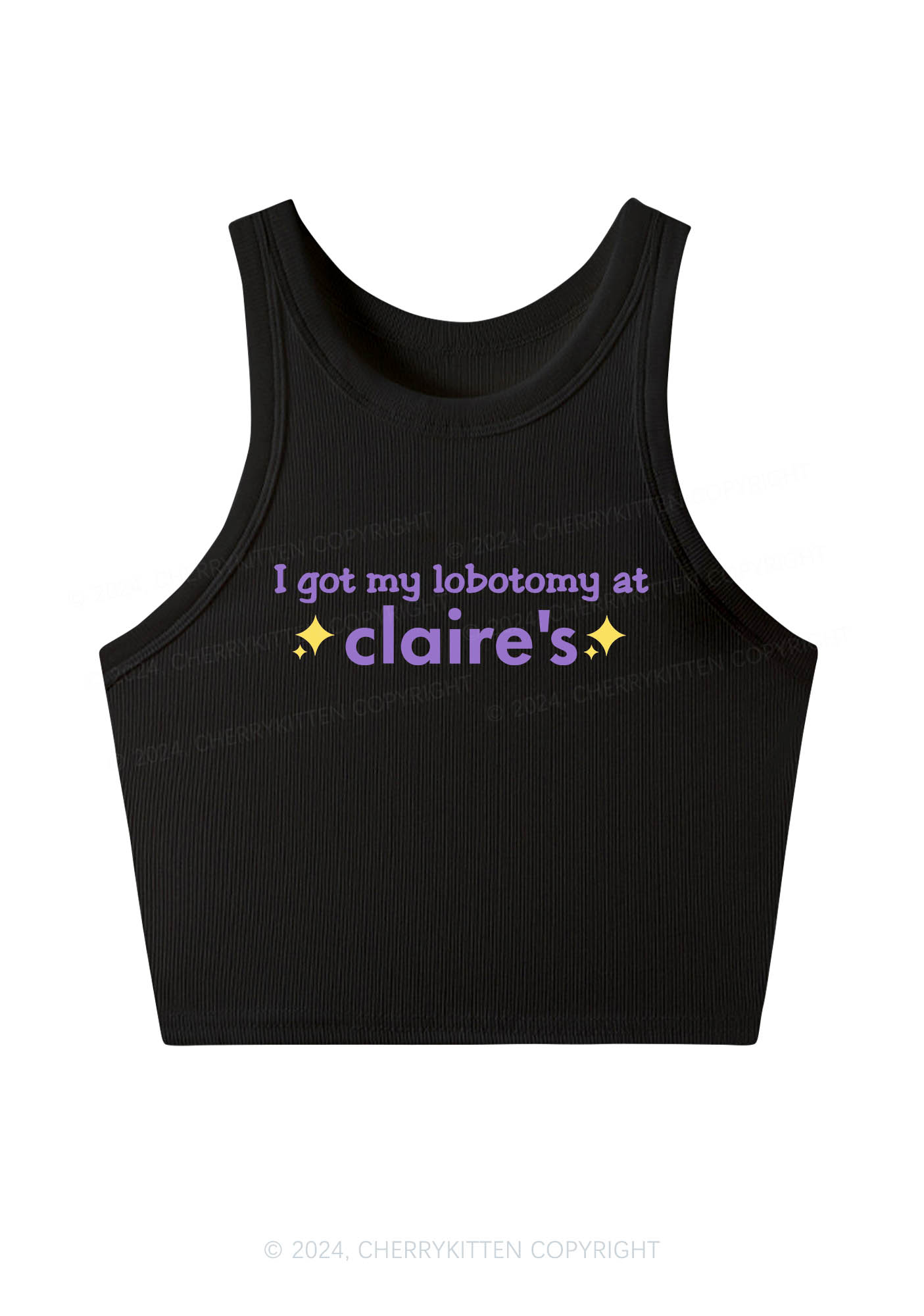 I Got My Lobotomy At Claire's Y2K Crop Tank Top Cherrykitten