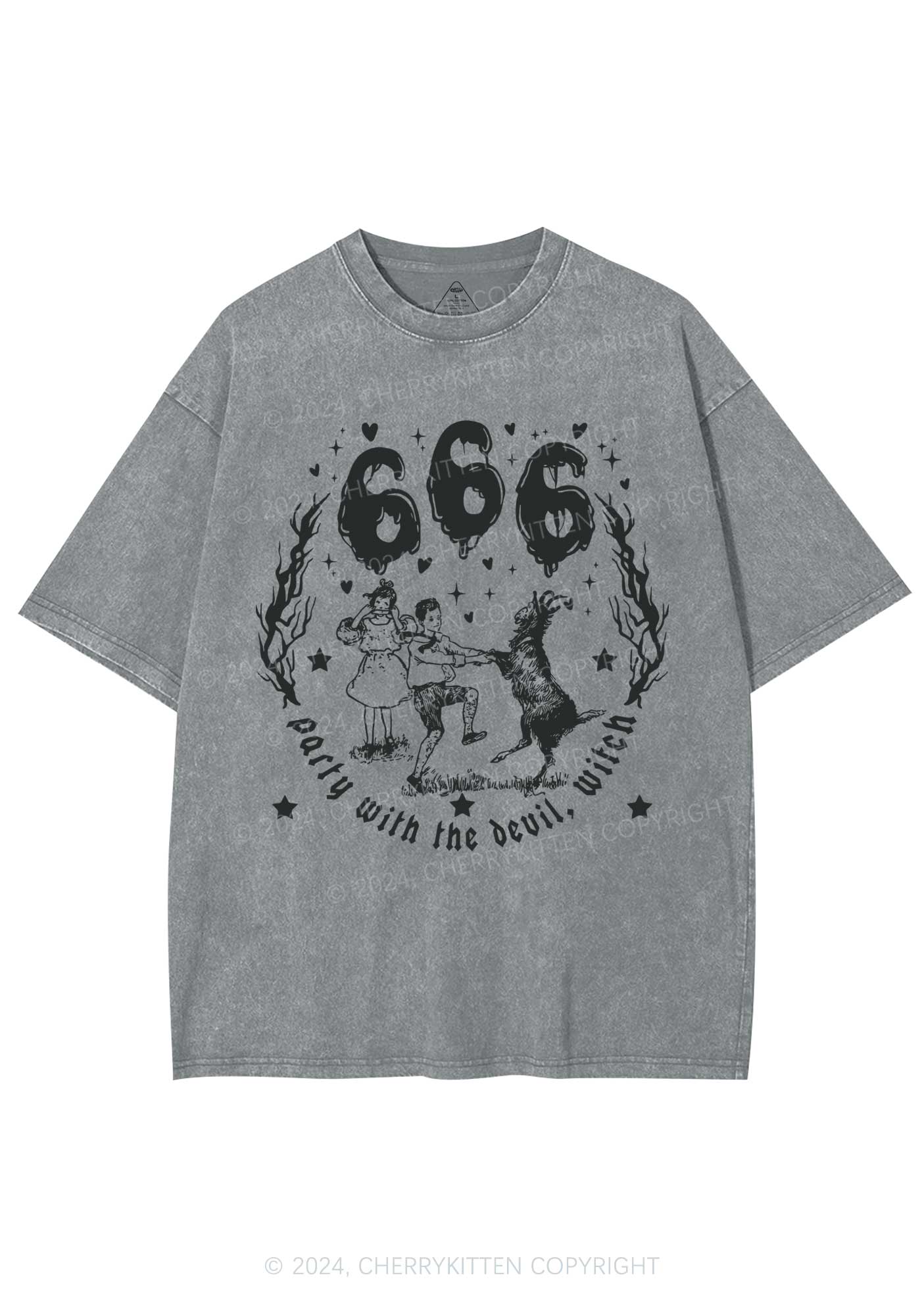 Halloween Devil Witch Y2K Washed Tee Cherrykitten