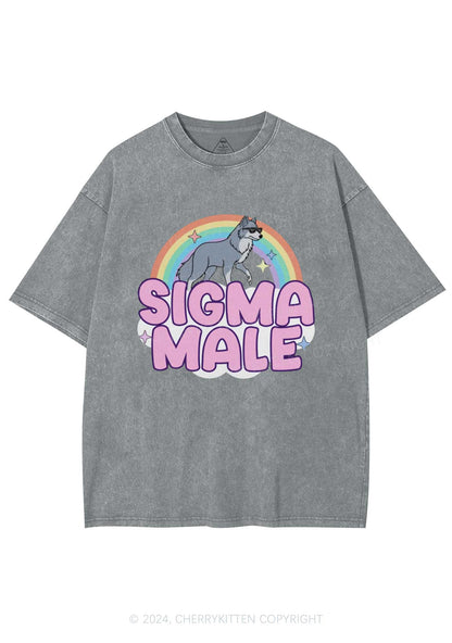 Sigma Male Wolf Y2K Washed Tee Cherrykitten