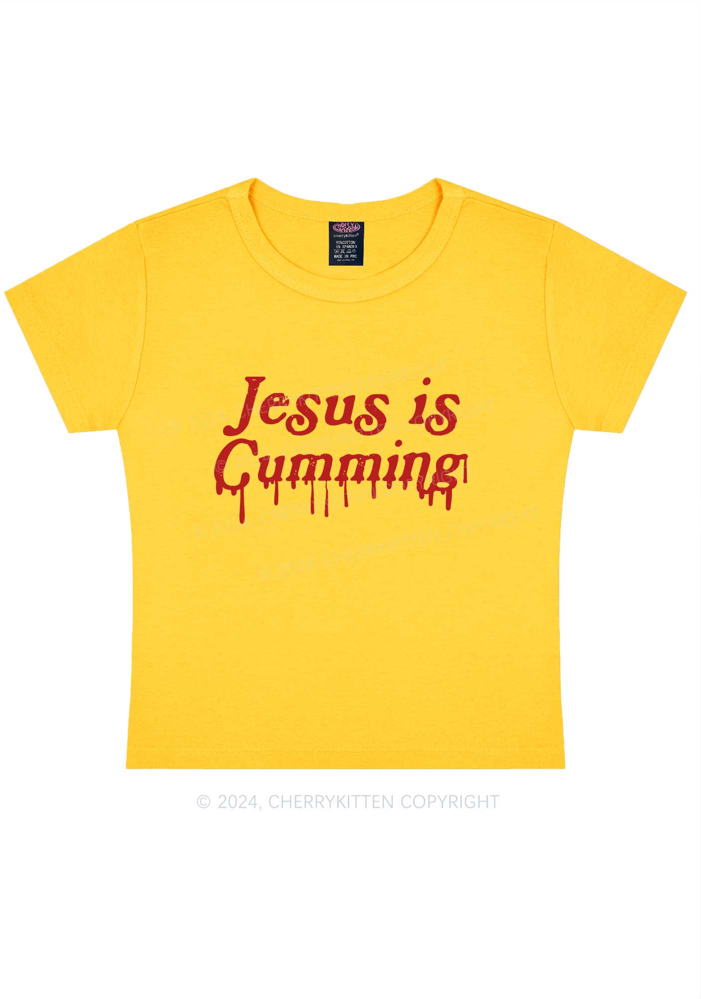 Jesus Is Cumming Y2K Baby Tee Cherrykitten