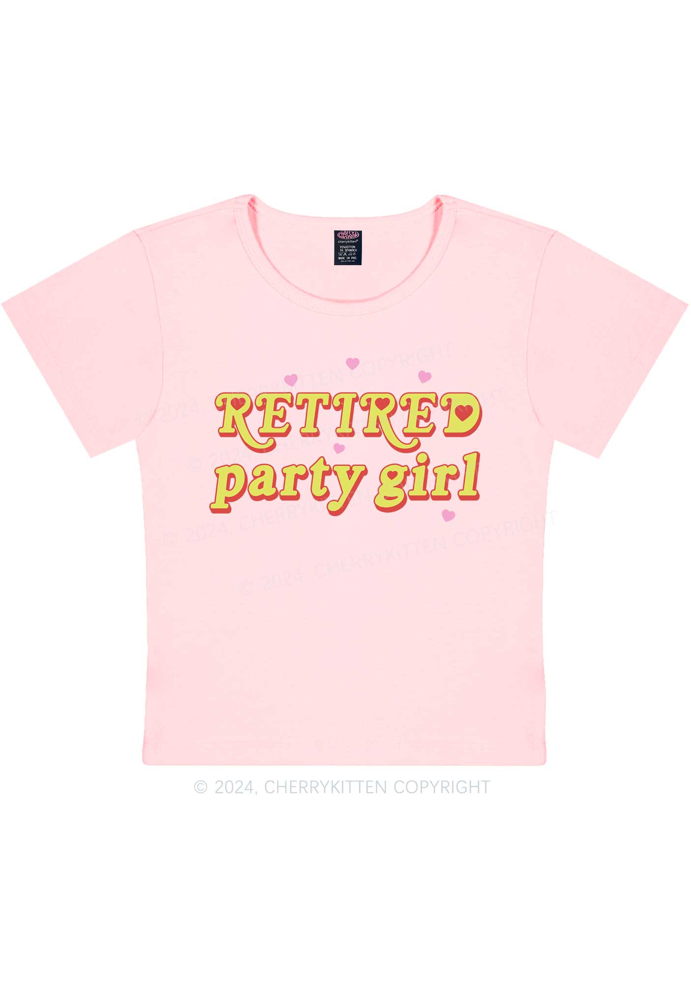 Retired Party Girl Y2K Baby Tee Cherrykitten