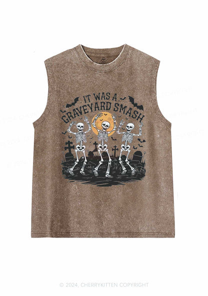 Halloween Graveyard Smash Y2K Washed Tank Cherrykitten