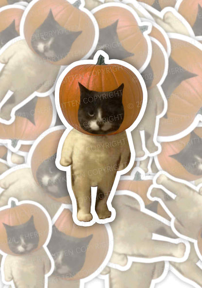 Pumpkin Head Cat Halloween 1Pc Y2K Sticker Cherrykitten