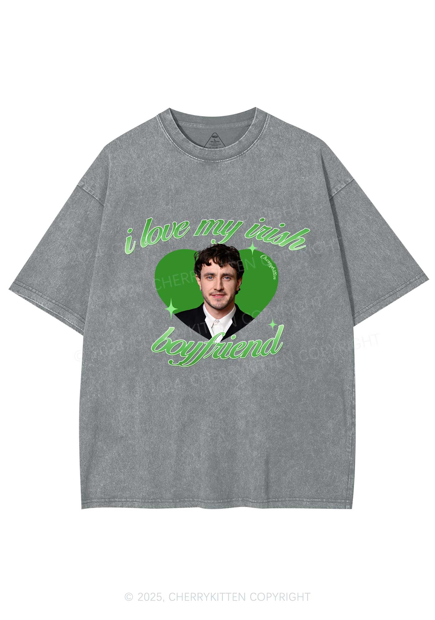 Love My Irish Boyfriend St Patricks Y2K Washed Tee Cherrykitten