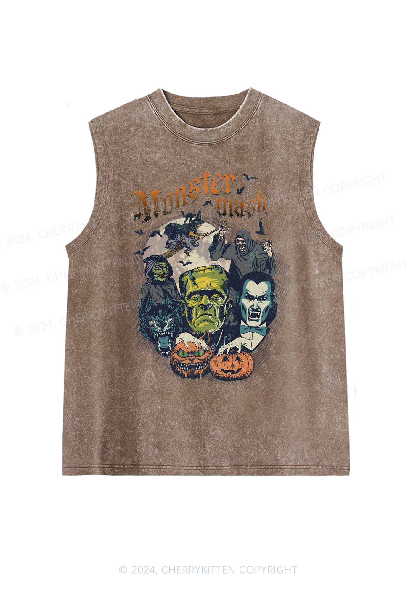 Halloween Monster Mash Y2K Washed Tank Cherrykitten