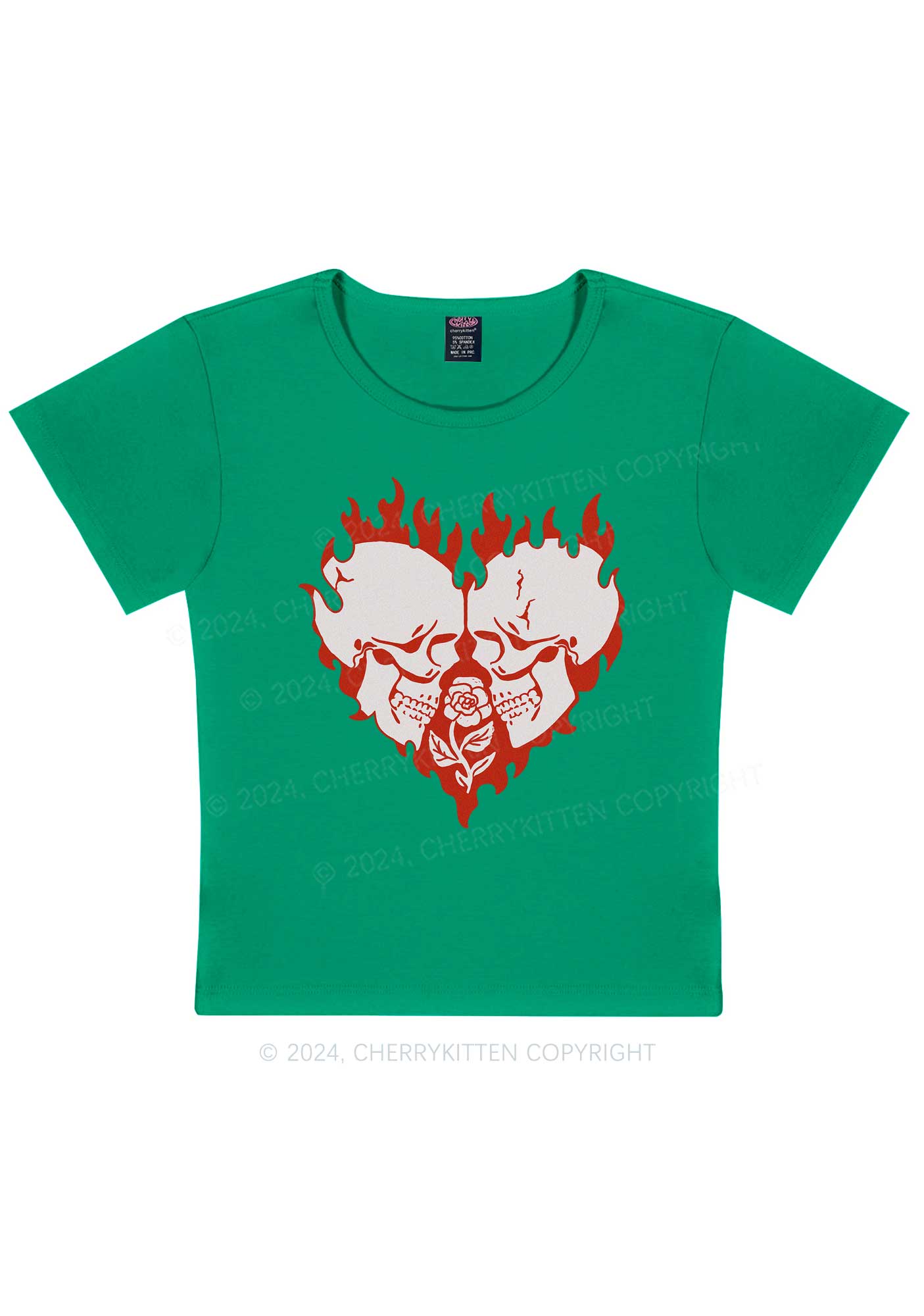 Heart Skull Y2K Valentine's Day Baby Tee Cherrykitten