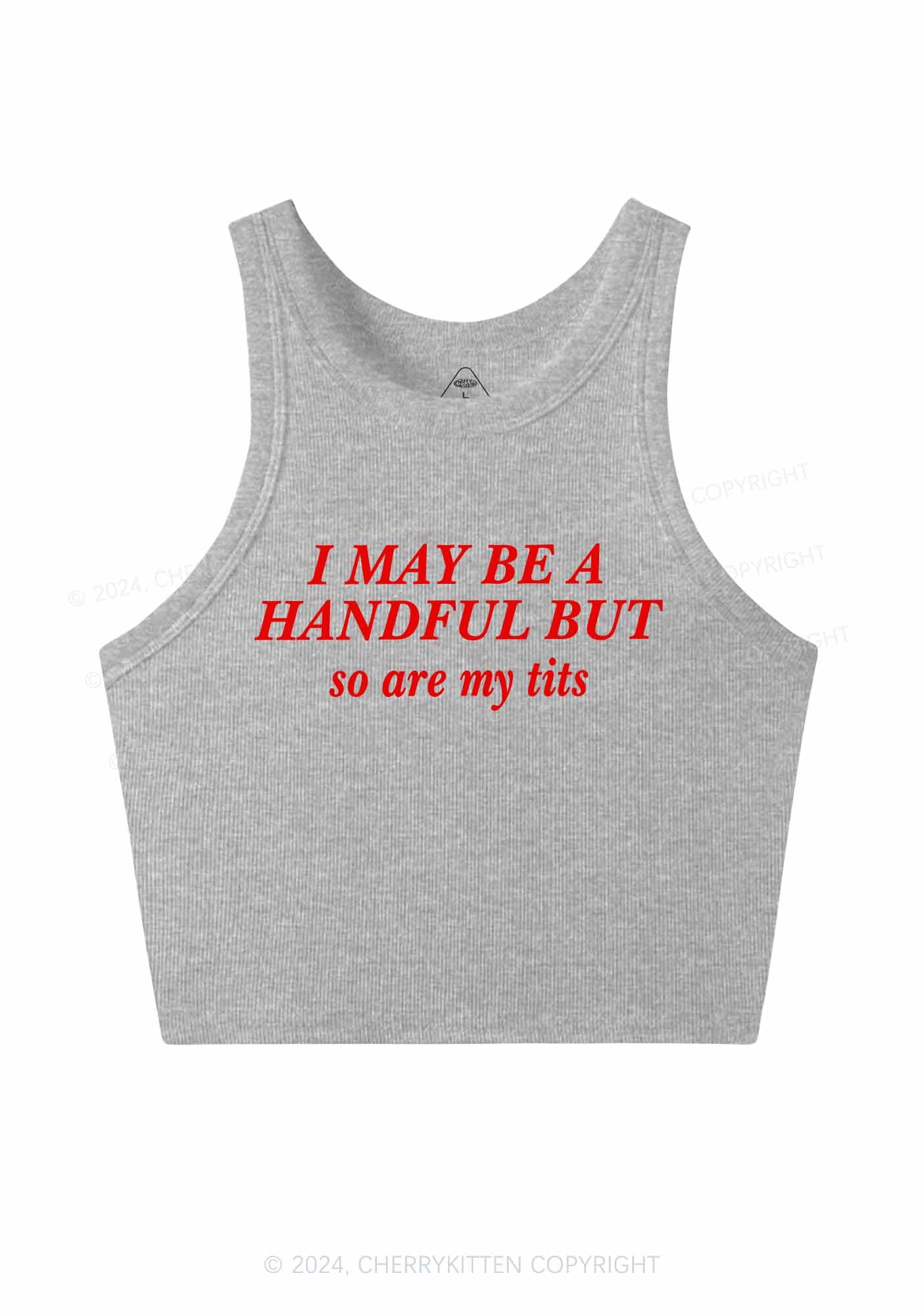 I May Be A Handful Y2K Crop Tank Top Cherrykitten