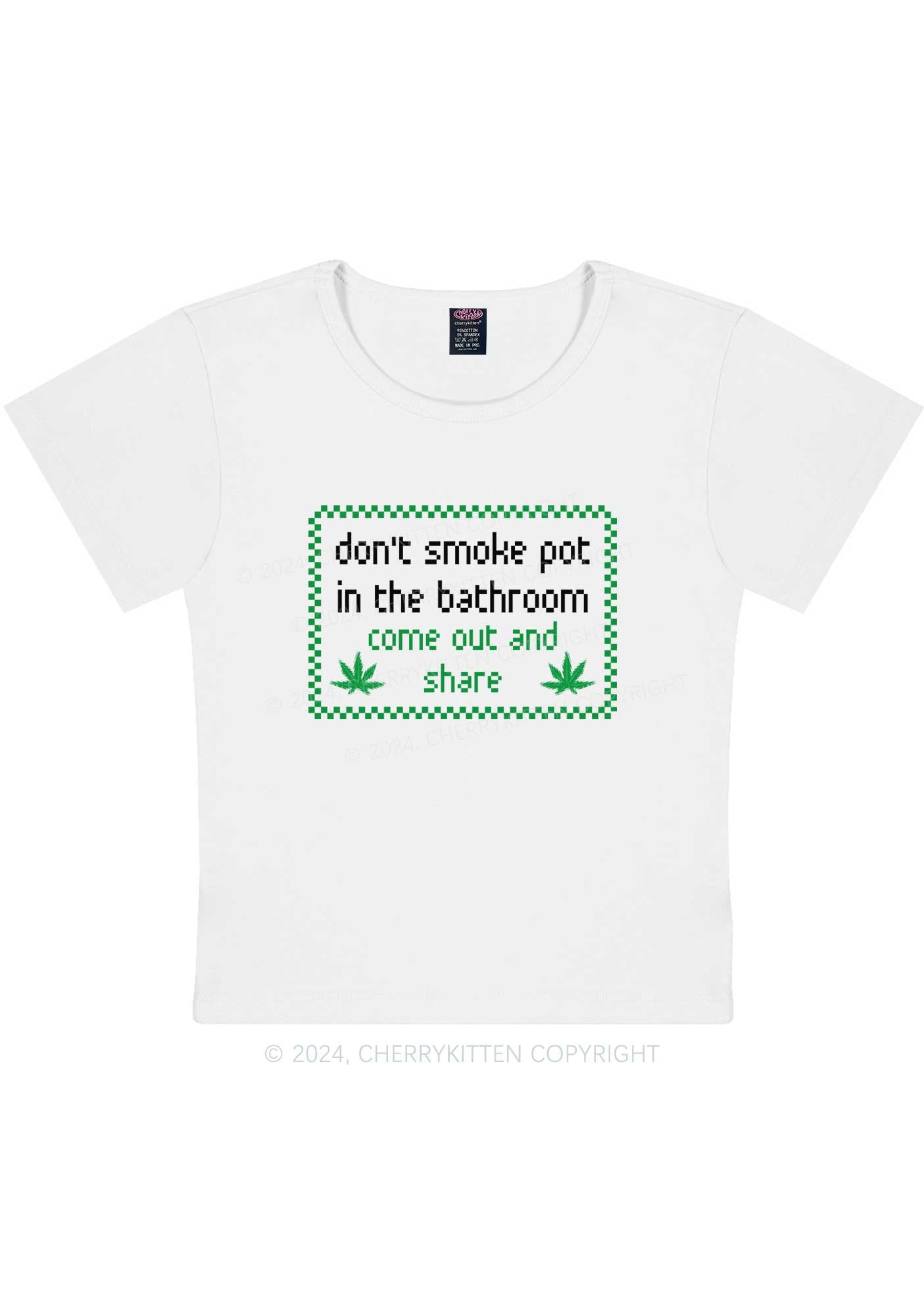 Curvy Don't Smoke In Bathroom Y2K Baby Tee Cherrykitten