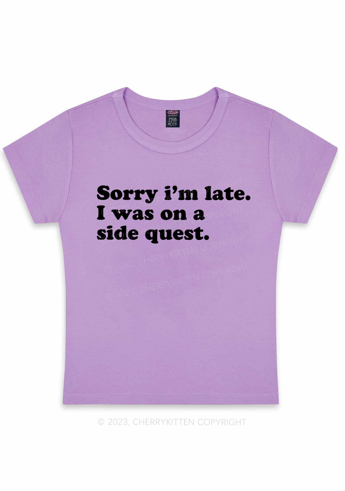 Curvy Sorry I'm Late I Was On A Side Quest Y2K Baby Tee Cherrykitten