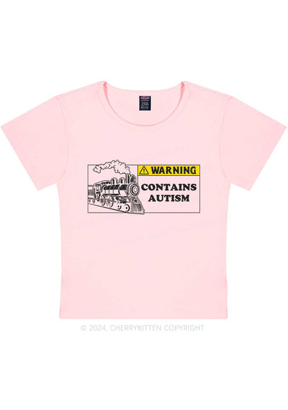 Warning Contains Autism Y2K Baby Tee Cherrykitten