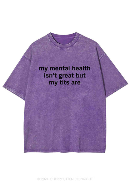 My Mental Health Isn't Great Y2K Washed Tee Cherrykitten