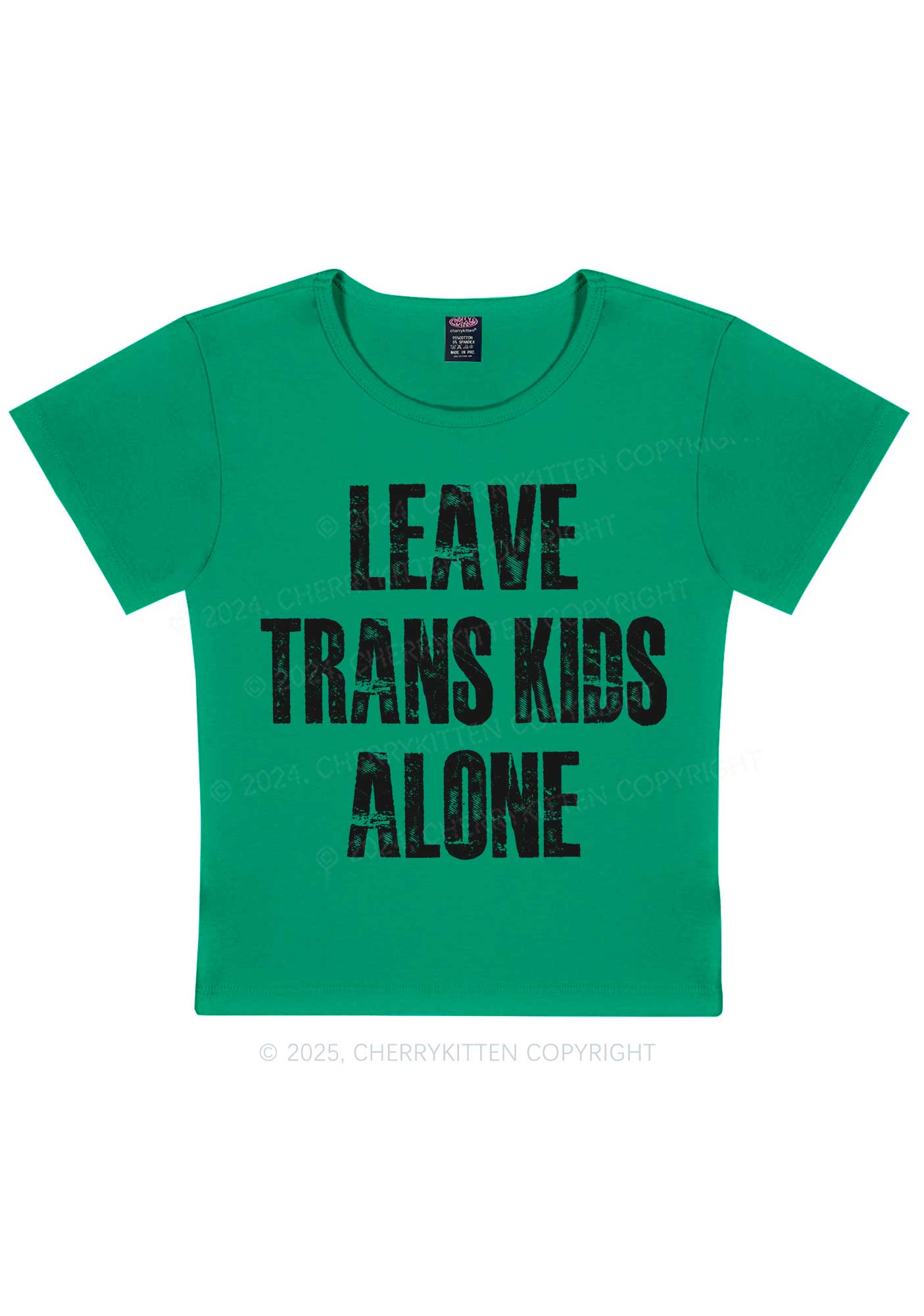 Leave Trans Kids Alone Y2K Baby Tee Cherrykitten