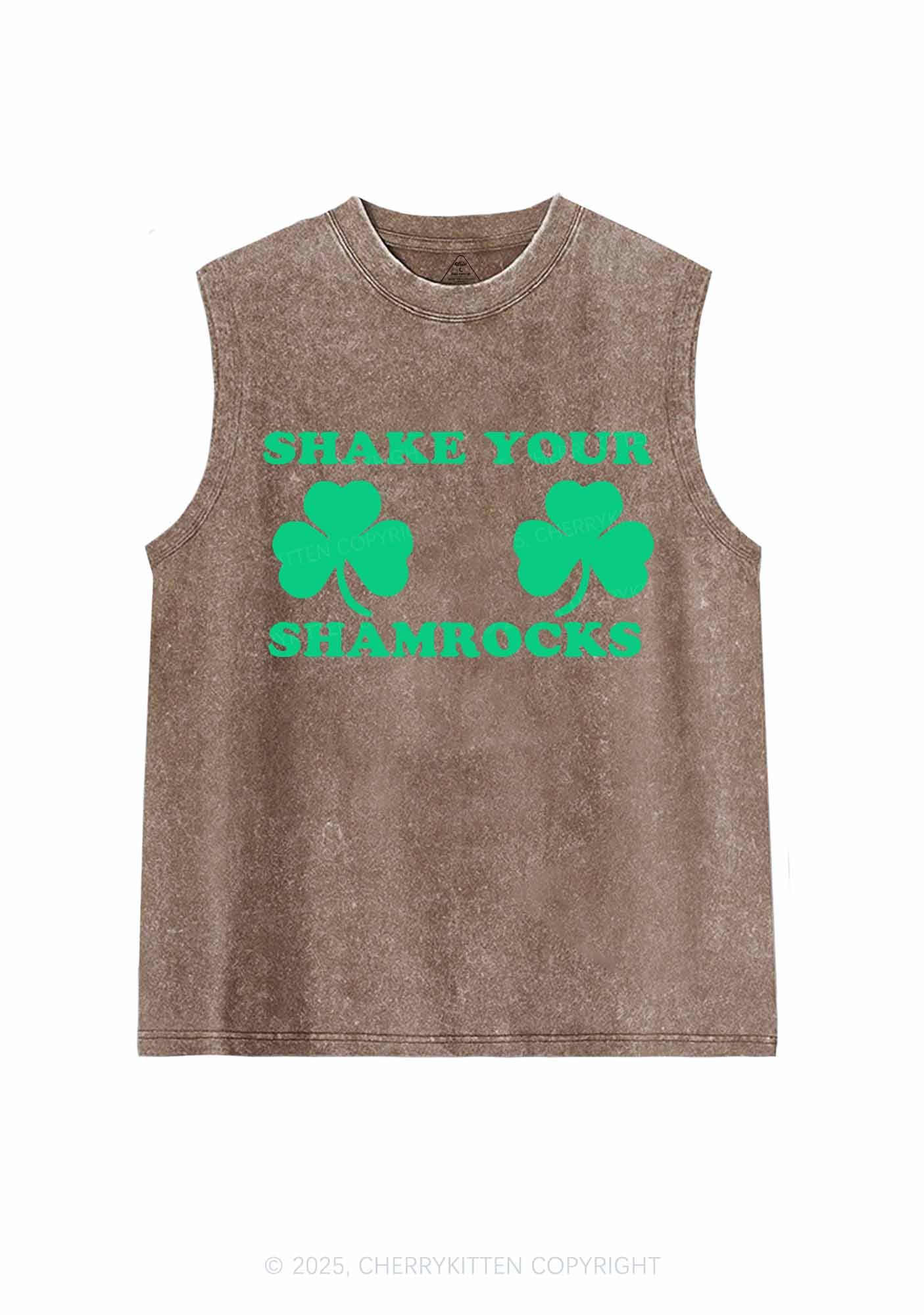 Shake Your Shamrocks St Patricks Y2K Washed Tank Cherrykitten