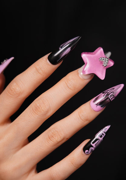 Gothic Star Heart Y2K 10pcs Press On Nails Cherrykitten