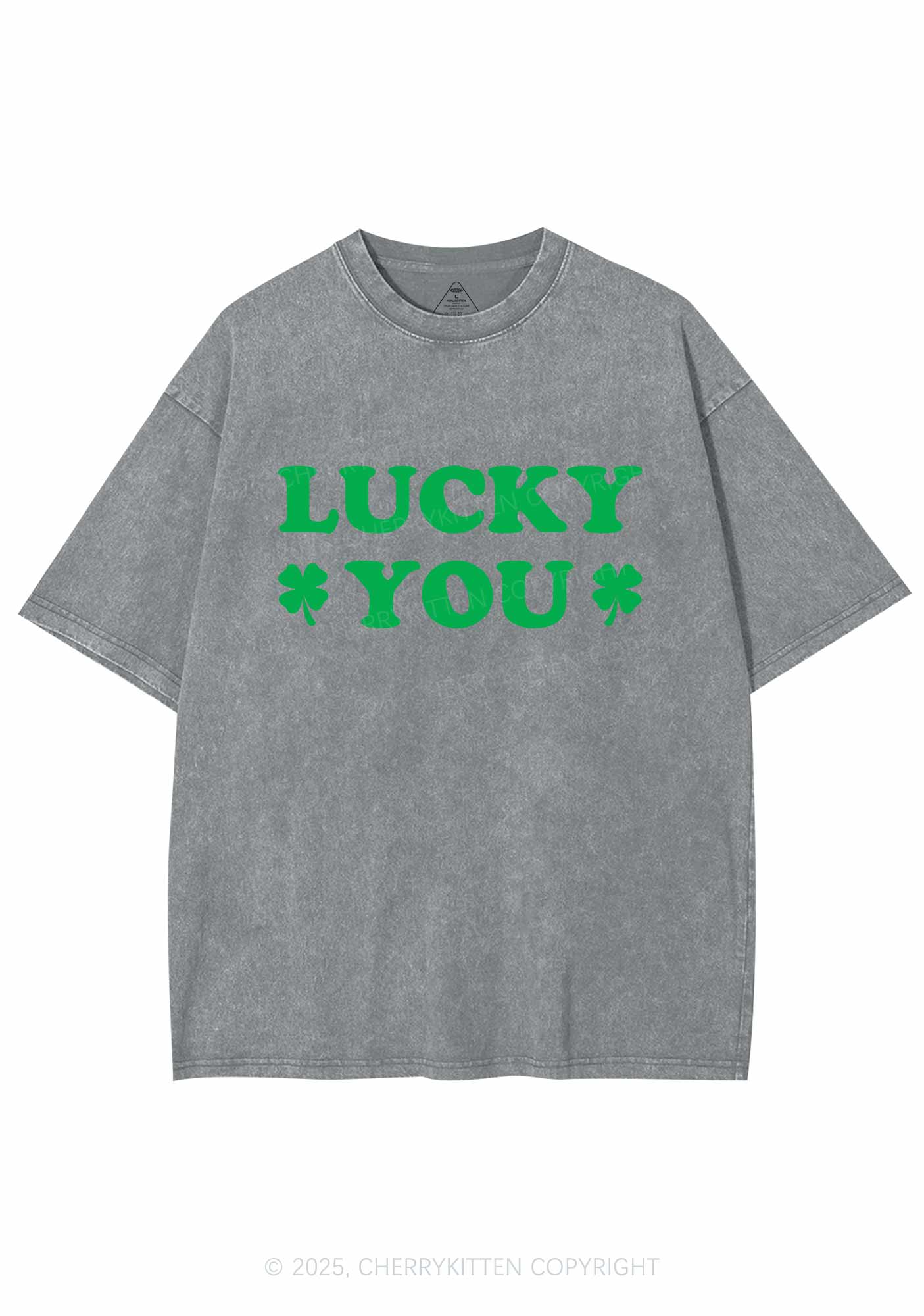 Lucky Green St Patricks Y2K Washed Tee Cherrykitten