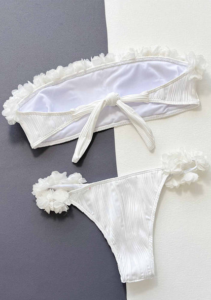 White Strapless Two Piece Y2K Bikini Set Cherrykitten