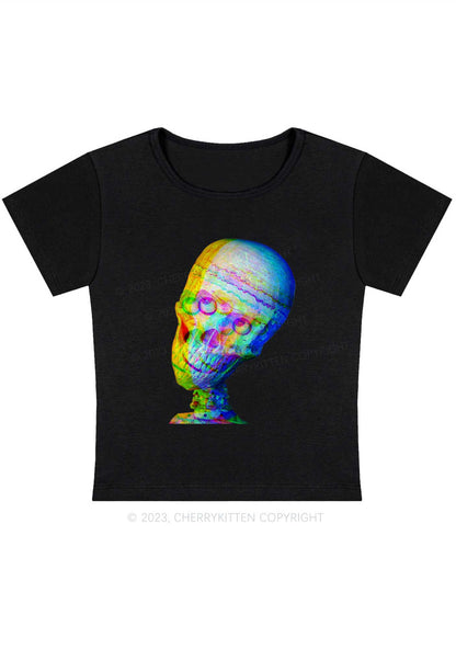 Rainbow Skull Halloween Y2K Baby Tee Cherrykitten